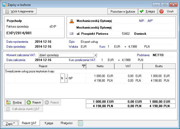 Podręcznik użytkownika Sage Symfonia Start Mała Księgowość 94 Rys. 143 Dialog Usługi niepodlegające VAT.