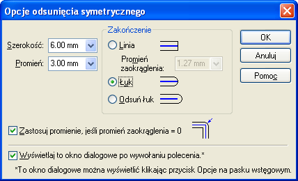 Odsunięcie symetryczne Symetryczne odsunięcie stosowane jest w wielu przypadkach. Jednym z doskonałych przykładów jest zdolność do tworzenia profili rowków (Rys.