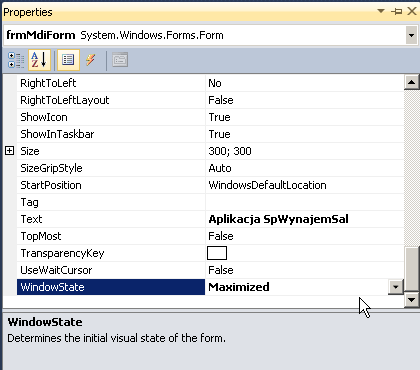 Poniżej widok okna projektowania w trakcie tworzenia menu Administracja.