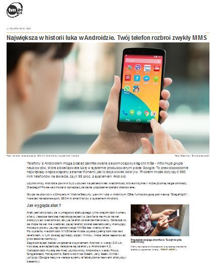 Nowe wyzwania (3/3) Luki w oprogramowaniu Przykład luki w Androidzie