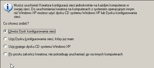 Kliknij przycisk Dalej. Wprowadź Nazwę grupy roboczej. Wszystkie komputery w sieci powinny naleŝeć do tej samej grupy roboczej. Kliknij przycisk Dalej.