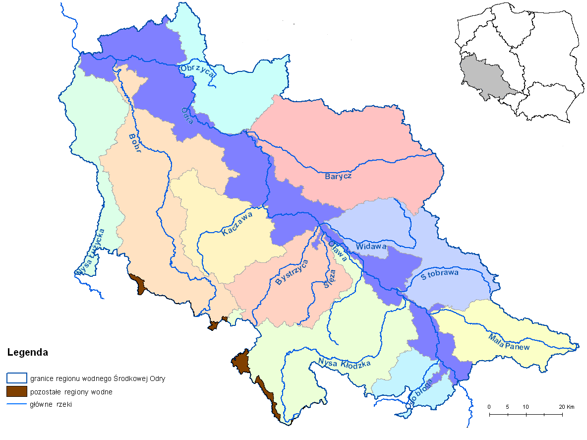 Opis obszaru planowania Rysunek nr 3 Zlewnie bilansowe regionu wodnego Środkowej Odry.