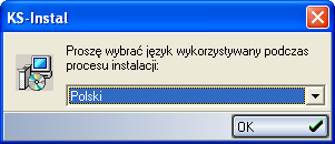 DOKUMENTACJA TECHNICZNA 1. INSTALACJA SYSTEMU Aby rozpocząć instalację systemu, należy w katalogu głównym instalatora uruchomić ksinstal.exe oraz postępować zgodnie z poniższymi punktami. 1.1. Wybór języka W pierwszej kolejności pojawia się okno z możliwością wyboru języka, który będzie użyty w procesie instalacji systemu.