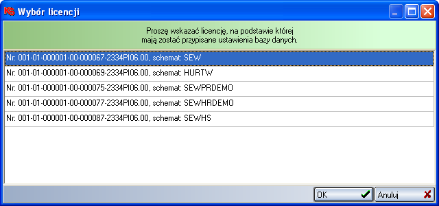 DOKUMENTACJA TECHNICZNA W przypadku, gdy licencja pozwala zainstalować na kilku schematach, aktywny staje się przycisk i korzystając z niego należy wybrać właściwy schemat, na którym ma zostać