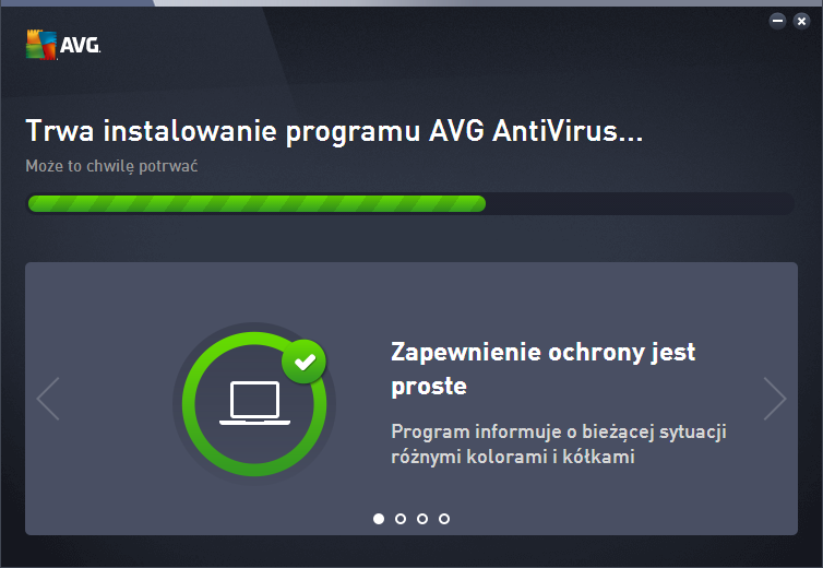 3.4. Instalacja systemu AVG Okno dialogowe Postęp instalacji zawiera jedynie informacje o postępie procesu instalacji i nie wymaga żadnych działań ze strony użytkownika: Po zakończeniu instalacji