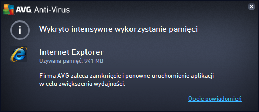 on powiadomienie z informacją o ewentualnym problemie i sposobie jego rozwiązania.