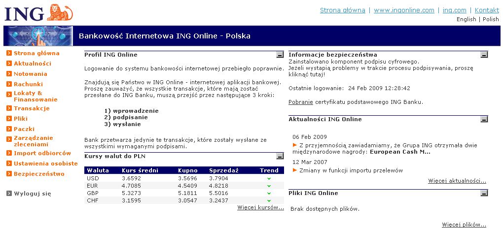 7 Strona główna Pierwszym ekranem widocznym po poprawnym zalogowaniu się do systemu jest Strona główna.