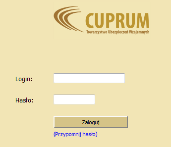 LOGOWANIE DO e-wniosków Do systemu e-wniosku można zalogować się poprzez stronę www.tuw-cuprum.