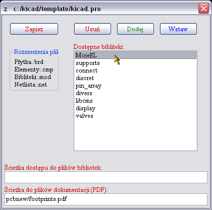 Rys. 46 Aby nowoutworzona biblioteka była dostępna w programie PCBnew musi ona zostać do niego wczytana.