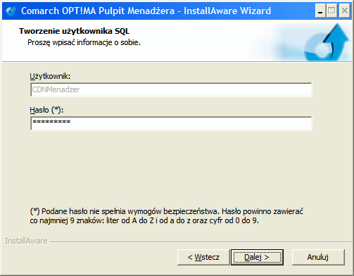 Str. 16 Comarch OPT!MA Pulpit Menadżera v. 5.3 Uwaga: Na wskazanym serwerze SQL, zanim nawiązane zostanie połączenie, musi być już utworzona baza konfiguracyjna oraz bazy firmowe Comarch OPT!MA. Do bieżącej pracy na utworzonej bazie dla potrzeb Comarch OPT!