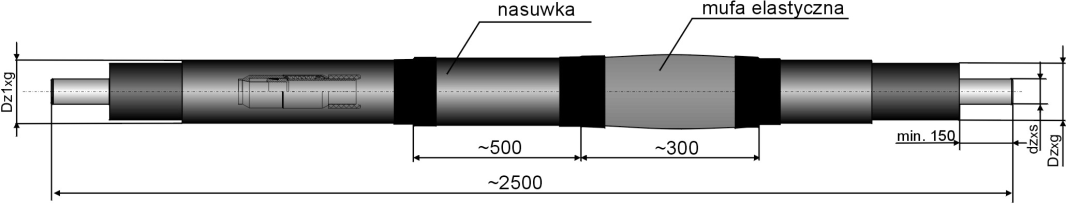 Kompensatory preizolowane Kompensator mieszkowy osiowy Rura stalowa Rura osłonowa HDPE Zdolnośd kompensacji DN Średnica zew.