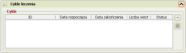 Zakładka przedstawia informacje o hospitalizacjach pacjenta. Lista będzie posortowana chronologicznie po dacie a następnie po oddziałach.