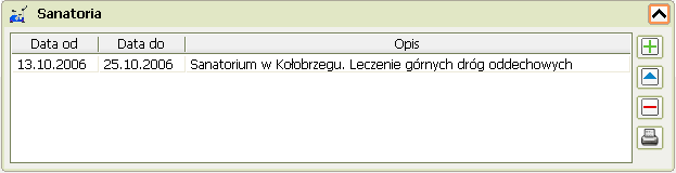 Zakładka przedstawia informacje o sprzęcie ortopedycznym pozostającym własnością ZOZ, a wypożyczonym czasowo pacjentowi. Lista będzie posortowana achronologicznie po dacie wydania sprzętu.