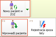 Zakładanie karty pacjenta Aby wprowadzić dane pacjenta wybierz Nowy pacjent w ZOZ->Wprowadź pacjenta z menu obsługi pacjenta: Pojawi się formularz Dane pacjenta: Pola obowiązkowe do uzupełnienia: Typ