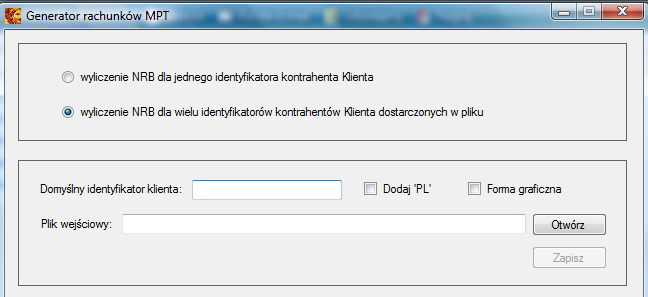 W celu uzyskania formatu rachunku pogrupowanego po 4 cyfry należy odznaczyd pole Forma graficzna Ciąg 26 cyfr pogrupowany po 4 cyfry W celu uzyskania numeru rachunku w formacie IBAN należy odznaczyd