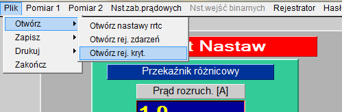 11 czuwania. Stronę transformatora, której prądy będą pokazywane na wyświetlaczu można zmodyfikować. Po modyfikacji należy przyciskiem Zapis wpisać nową stronę do zabezpieczenia.