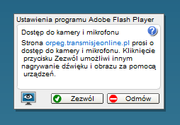 Możesz też nadawać sam obraz lub dźwięk korzystając z przycisków oznaczonych odpowiednio ikonami kamery i mikrofonu.