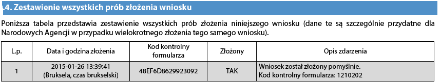 Składanie wniosku eform (2/3) Po złożeniu wniosku eform wnioskodawca nie otrzymuje automatycznego