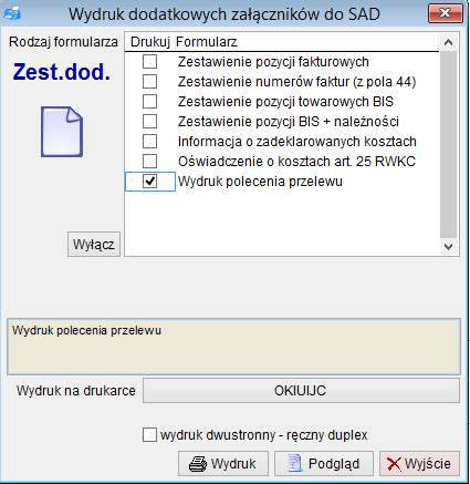 14 Polecenie przelewu OSOZ2/wpłata gotówkowa Program umożliwia przygotowanie polecenia przelewu / wpłaty gotówkowej zgodnie ze wzorem i zasadami określonymi w Rozporządzeniu MF D.U.