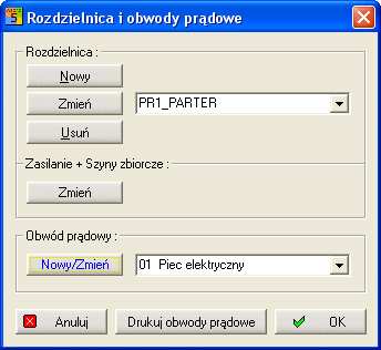 Tworzenie obwodów prądowych Wykorzystamy w tym ćwiczeniu istniejącą rozdzielnicę PR1_Parter.