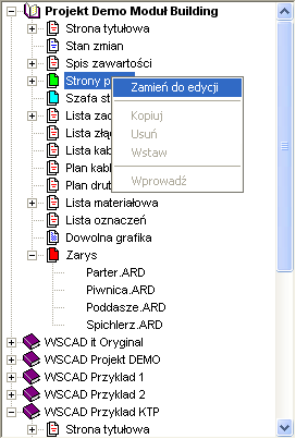 Schemat ideowy Automatyczne tworzenie schematów ideowych Aby wprowadzić strony planu, naleŝy przełączyć się na edycję schematów ideowych.