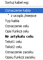 Lista kabli Kolejną funkcją automatyczną jest generowanie listy kabli, która zawiera wszystkie kable występujące w całym zestawie rysunków, z oznaczeniami kabla, ich typy, cele itd.