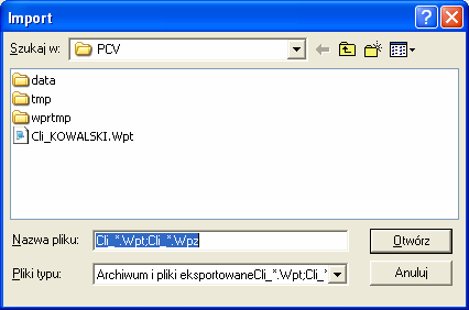 9. Export i import danych Program oferuje moŝliwość exportu danych we wszystkich formatkach (klient, zamówienie ) klikając w ikonę