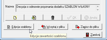 W celu założenia własnego wzorca decyzji wybieramy ikonę NOWY określamy rodzaj decyzji nadajemy nazwę decyzji