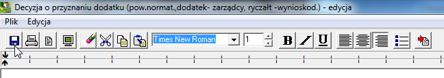 Na ekranie pojawi się gotowy do pracy edytor tekstu. W tym miejscu wpisujemy tekst, który powinna zawierać naszą decyzja.