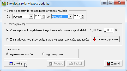 16. SYMULACJE Program umożliwia nam także dokonanie symulacji wypłaty dodatków mieszkaniowych. Jest to funkcja bardzo przydatna w przypadku analizy zmian np.