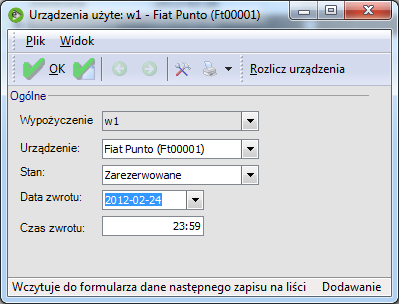 Komunikat o braku urządzeń Na liście Urządzenia użyć przycisku, bądź wybrać Nowy z menu kontekstowego na liście (prawy klawisz myszy).