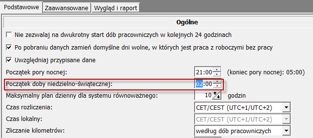 S t r o n a 24 Zgodnie z przepisami, niedziela jest liczona pomiędzy 6:00 w niedzielę a 6:00 w poniedziałek. W ten sam sposób identyfikowana jest praca w dniu świątecznym.