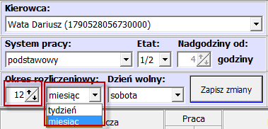 S t r o n a 4 Na niebieskim tle można również wybrać opcję dotyczącą etatu, w którym dany kierowca został zatrudniony.