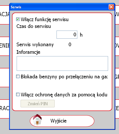 E. Zakładka serwisowa. Na stronie głównej programu ElpigazN Advanced w dolnym lewym rogu znajduje się nowa ikona do zakładki serwisowej (rys. 15)