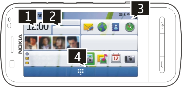 24 Twoje urządzenie Twoje urządzenie Ekran główny Informacje o ekranie głównym Na ekranie głównym możesz szybko uzyskać dostęp do najczęściej używanych aplikacji, sterować takimi aplikacjami jak