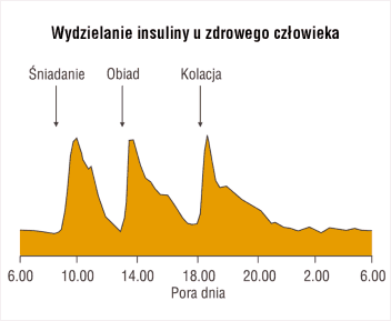 Związane z wiekiem zmiany w wydzielaniu insuliny (2) U osób starszych dochodzi do rozregulowania podstawowego, pulsacyjnego wydzielania insuliny szybkie,