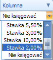 3. Ewidencja ryczałtowa. Stawka 2%. Wprowadzono możliwość wyboru na dokumentach w programie stawki 2%. Stawka jest dostępna, jeżeli data systemowa jest późniejsza niż 31.12.2015 r.