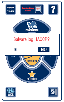 5.1 ZGRYWANIE LOG HACCP Przy pierwszym dziennym uruchomieniu pieca pojawi się zapytanie o zgranie danych HACCP przez złącze USB. Procedura zgrywania LOG HACCP opisana jest w rozdziale 23.2.2. Uwaga!