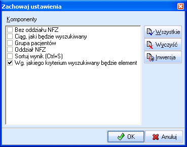 Komponenty w systemie KS-SOMED F4 Obecny aktualnego stanu okna, F5 Zmiany zmian wprowadzonych podczas edycji; umożliwia wyświetlenie elementów zarówno ukrytych, jak i nieukrytych, odświeża zapytanie,