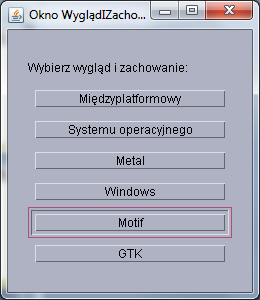 Przykład aplikacji z GUI public static void main(string[] args) { javax.swing.