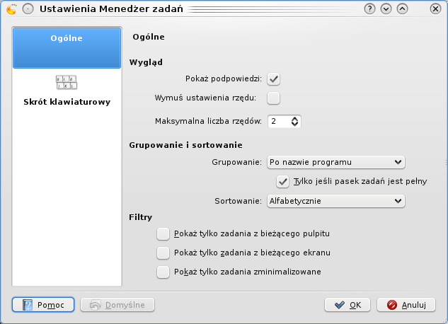 pulpitów systemu KWin. (Efekt przełaczania pulpitów można obejrzeć naciskajac Ctrl+F8.) W przypadku jeżeli Pager jest duży, można właczyć opcję Pokaż ikony.