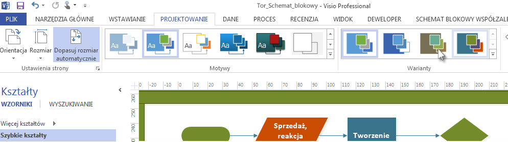 Szybkie rozpoczynanie pracy Program Visio zawiera dziesiątki szablonów, które pozwalają szybko rozpocząć pracę nad niemal każdym typem rysunku od schematów organizacyjnych do diagramów sieci,