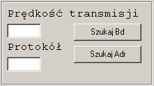 3. Przyciski autowykrywania sterownika Przycisk Szukaj Bd może być pomocny, jeżeli nie można skomunikować się ze sterownikiem użytkownik np. nie pamięta jaki protokół ustawił w urządzeniu.