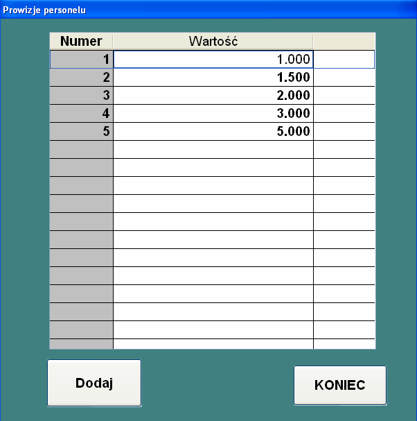 Stanowisko dodaje się przyciskiem Dodaj, usuwa - usuwając jego nazwę. Przycisk Koniec wychodzi z formatki do głównego menu zapisując wykonane zmiany. 5.6.4.