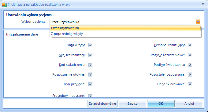 Z poprzedniej wizyty dodawane jest kolejne rozliczenie do bieżącej wizyty. Rysunek 21. Inicjalizacja na zakładce rozliczenia wizyt. Sprawozdawczośd NFZ.