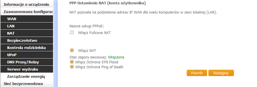 Pole Syn Flooding Opis Atak Syn flood, polega na wysyłaniu połączeń TCP szybciej, niż urządzenie jest je w stanie przetworzyć. Atakujący tworzy losowy adres dla każdego pakietu.