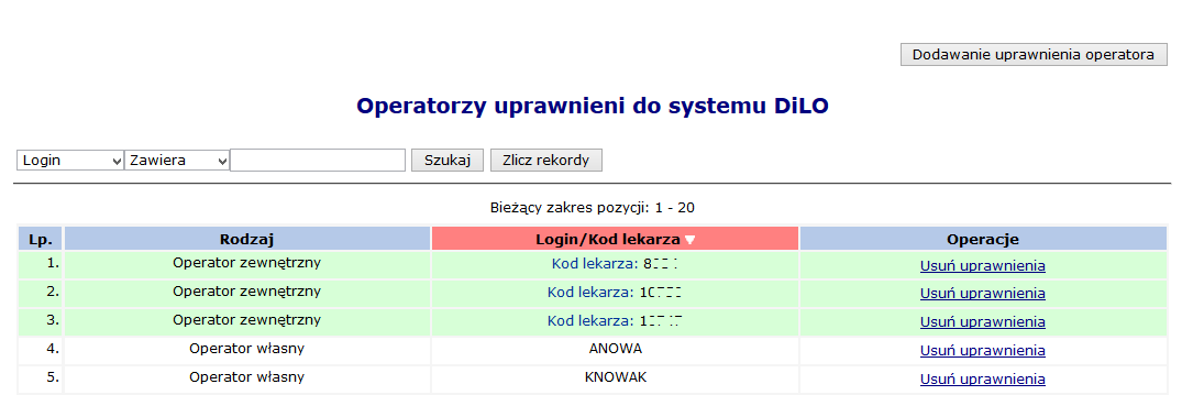 16.3 Dostęp do systemu DiLO Moduł obsługi karty diagnostyki leczenia onkologicznego to aplikacja internetowa, będąca częścią Portalu SZOI.