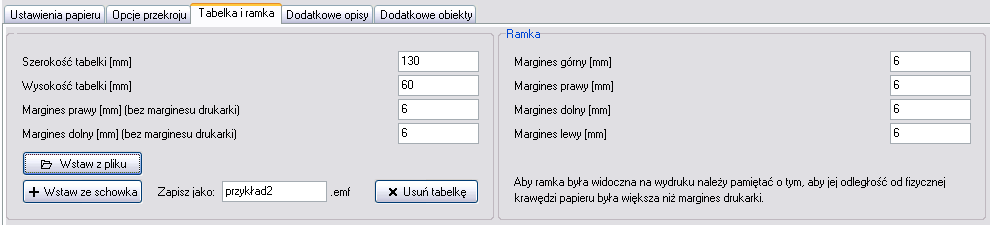 Gdy włączona jest opcja pokazywania wartości pól przekrojów wykopów i nasypów, wartości te pojawiają się w ramce pod oznaczeniem przekroju.