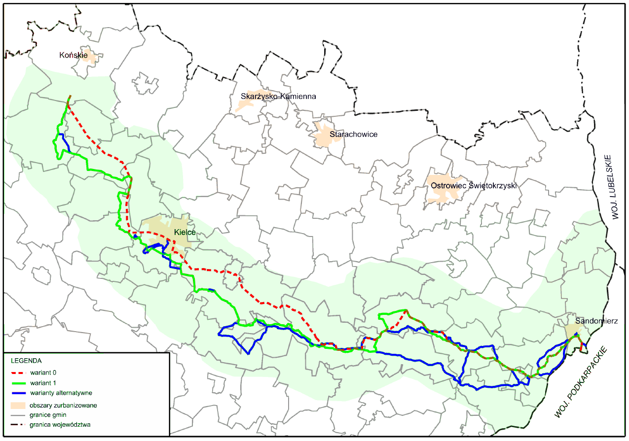 Wariant 0 - wariant bezinwestycyjny. Powstał na podstawie poprowadzenia trasy rowerowej możliwie najkrótszym odcinkiem, którym podróżowałby potencjalny rowerzysta tranzytowy.