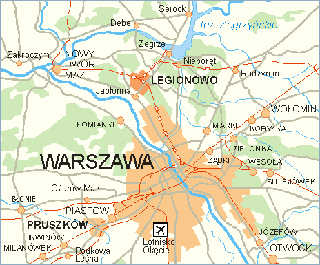 RYSUNEK 1: POŁOŻENIE LEGIONOWA WZGLĘDEM WARSZAWY ŹRÓDŁO: OPRACOWANIE TOMASZA NOWACKIEGO. OFICJALNY SERWIS INFORMACYJNY MIASTA LEGIONOWO 